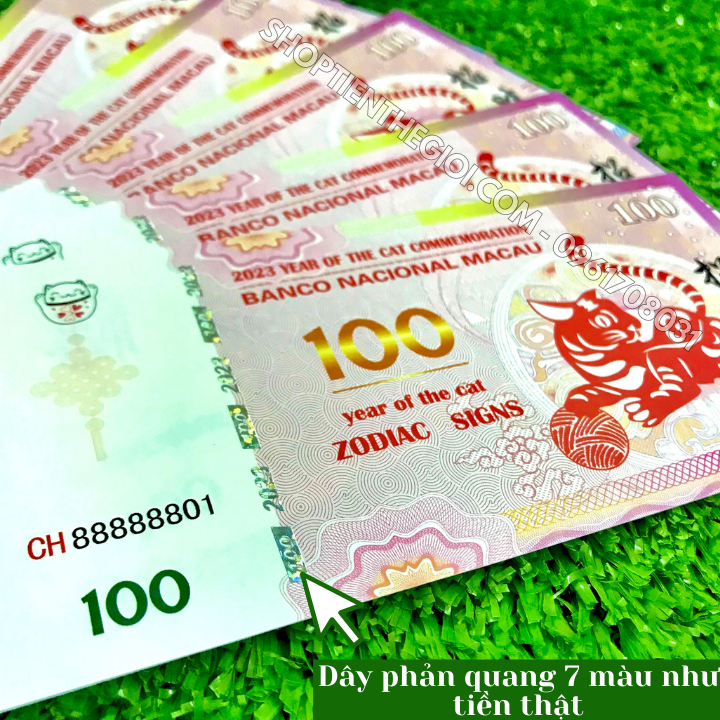 Tiền Lì Xì 100 Dola Macao Hình Con Mèo 2023